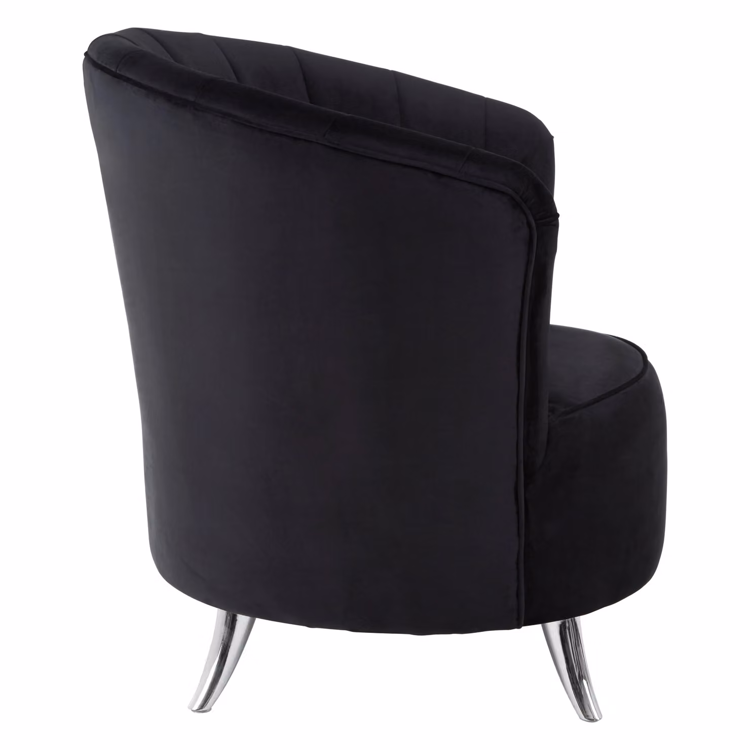 Fifty Five South Black Velvet Swivel Tub Chair with Armrests and Silver Metal Frame – 3