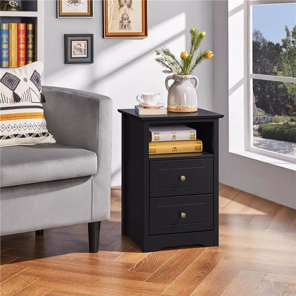 KORVIXA Black Bedside Table and Nightstand Cabinet – 4