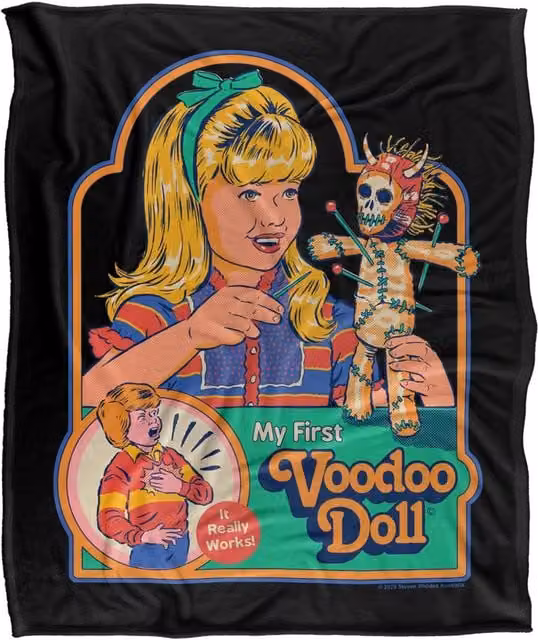 Steven Rhodes My First Voodoo Doll Super Soft Fleece Throw Blanket, Multicolour, W/D/H: 152 x 127 cm – 1
