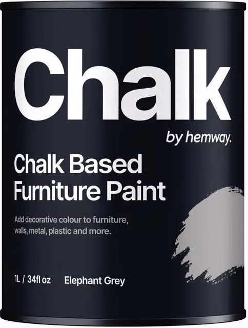Hemway Chalk Based Furniture Paint in Flat Matt Elephant Grey, 1L