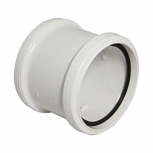 FloPlast 110mm Ring Seal Soil Double Socket Coupling, White