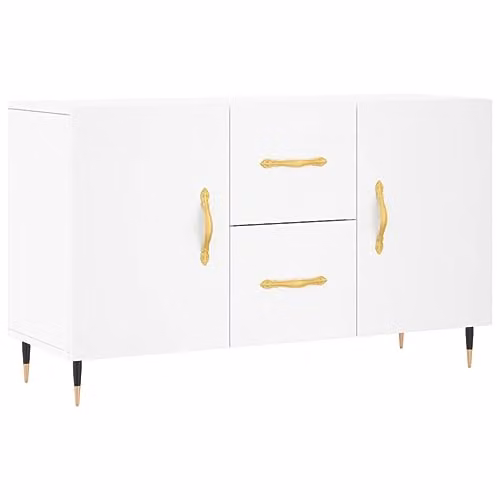 vidaXL Modern White Sideboard in MDF and Metal, W/D/H: 100 x 36 x 60 cm