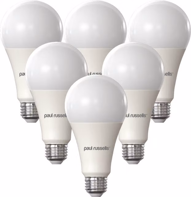 Paul Russells 16W LED GLS E27 Globe Bulb, Cool White, Pack of 6