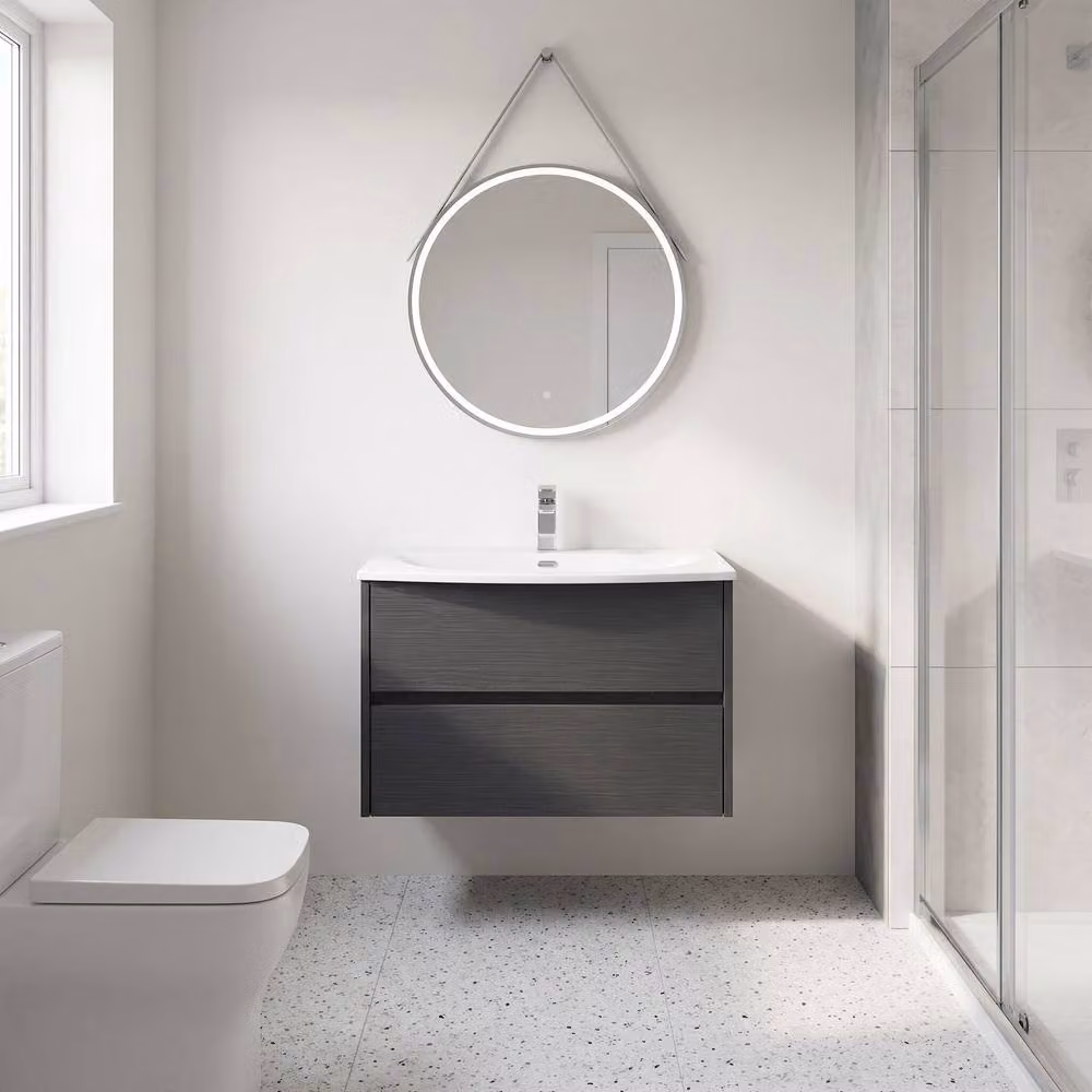 Balterley Chartley 2 Drawer Wall Hung Vanity Basin Unit, Graphite Grey, Width: 80 cm – 2