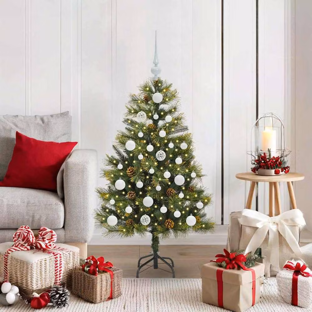 Berkfield Home Realistic Artificial Hinged Christmas Tree with Cones, Green, Height: 120 cm – 2