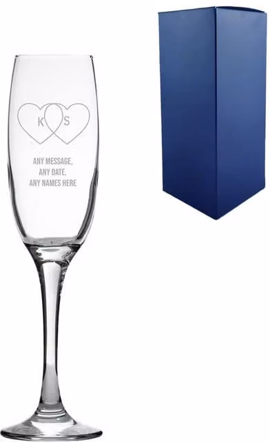 Uniqueful Personalised Valentine's Day Champagne Flute for Couples in Clear Glass