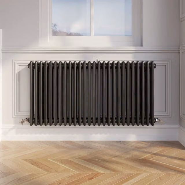 Temprazo Black Steel Wall Mounted Column Radiator