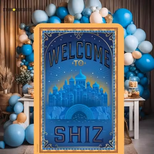 Star Cutouts SC4657 Wicked Welcome To Shiz University Cardboard Backdrop Sailboard, Blue and Gold, Height: 133 cm – 2