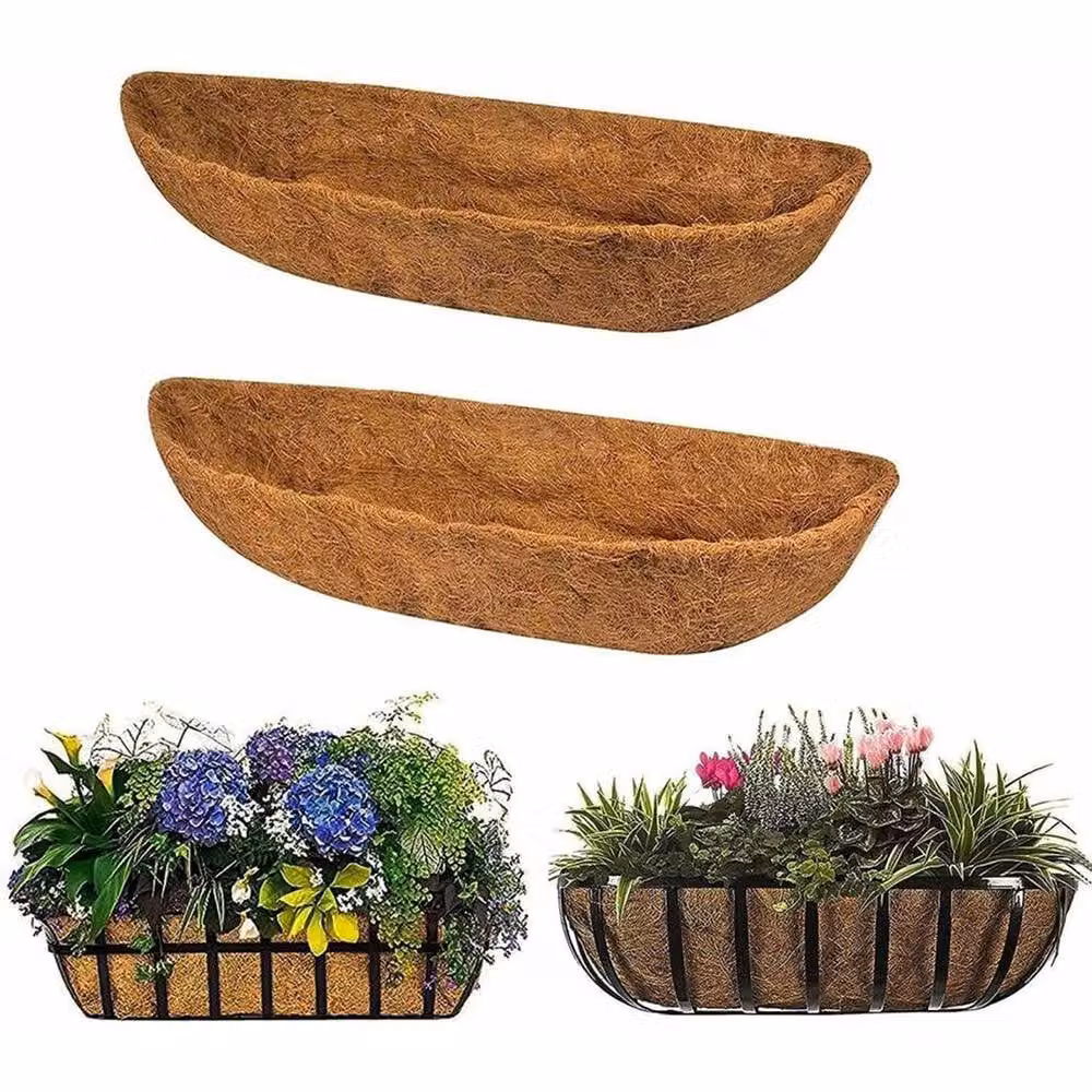 NESTLUNE Brown Trough Window Box Planter with Coco Liner, 60.96 cm – 4
