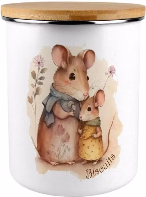 Purely Home Mouse Family Extra Large Metal Biscuit Tin, Multicoloured