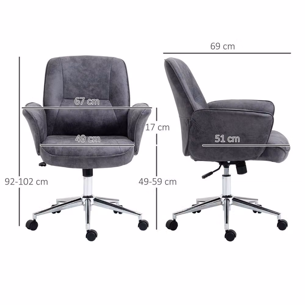 ERGOVEXA Swivel Mid Back Task Office Chair in Grey – 2
