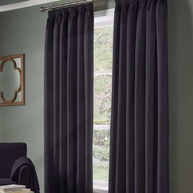 Terrys Blackout Pencil Pleat Curtains in Anthracite