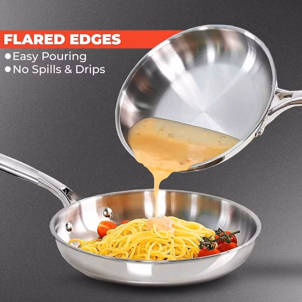 NESTLUNE Stainless Steel Frying Pan, Silver, Diameter: 28 cm – 5