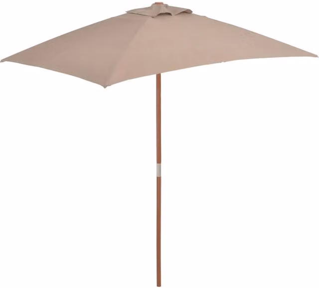Berkfield Home Outdoor Parasol with Wooden Pole, Beige, W: 200 cm, D: 150 cm