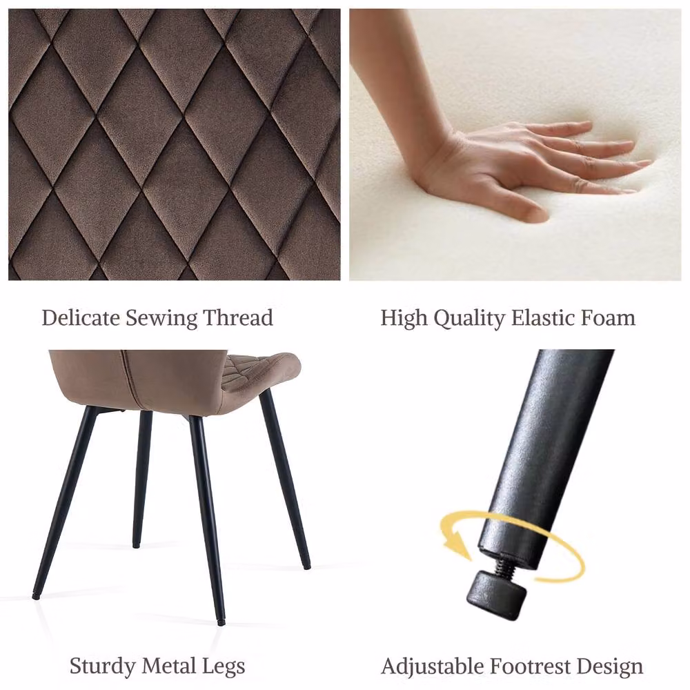 SONARA Modern Velvet Dining Chairs Set of 4 in Brown with Metal Legs – 5