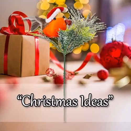 VFM e-Store Christmas Pine Pick with Robin Decoration in Red and Multicolour, H 19 cm x W 17 cm – 4
