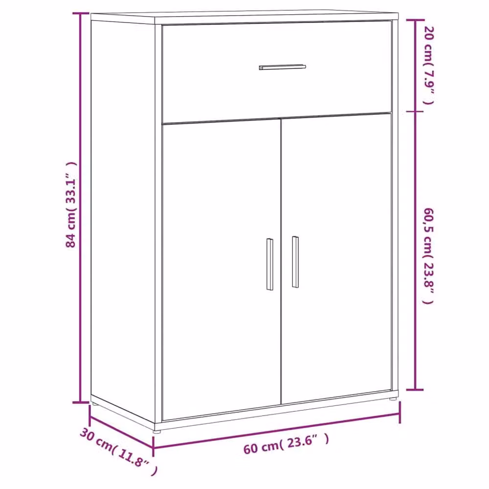 Berkfield Home Sideboard in Concrete Grey, W/D/H: 60 x 30 x 84 cm – 4