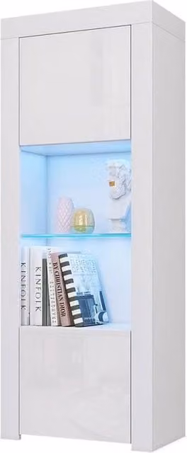 SPETLEK Modern LED Display Cabinet with Glass Doors in White Matt and High Gloss