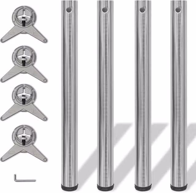 Berkfield Home Height Adjustable Table Legs, Brushed Nickel, Silver, Height: 71 cm