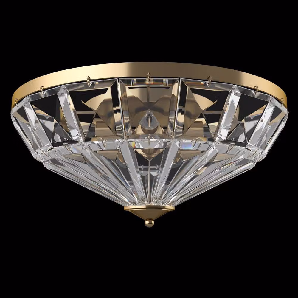 Netlighting Facet Neoclassic Gold/Brass Semi Flush Ceiling Light with Transparent Glass Bowl – 2
