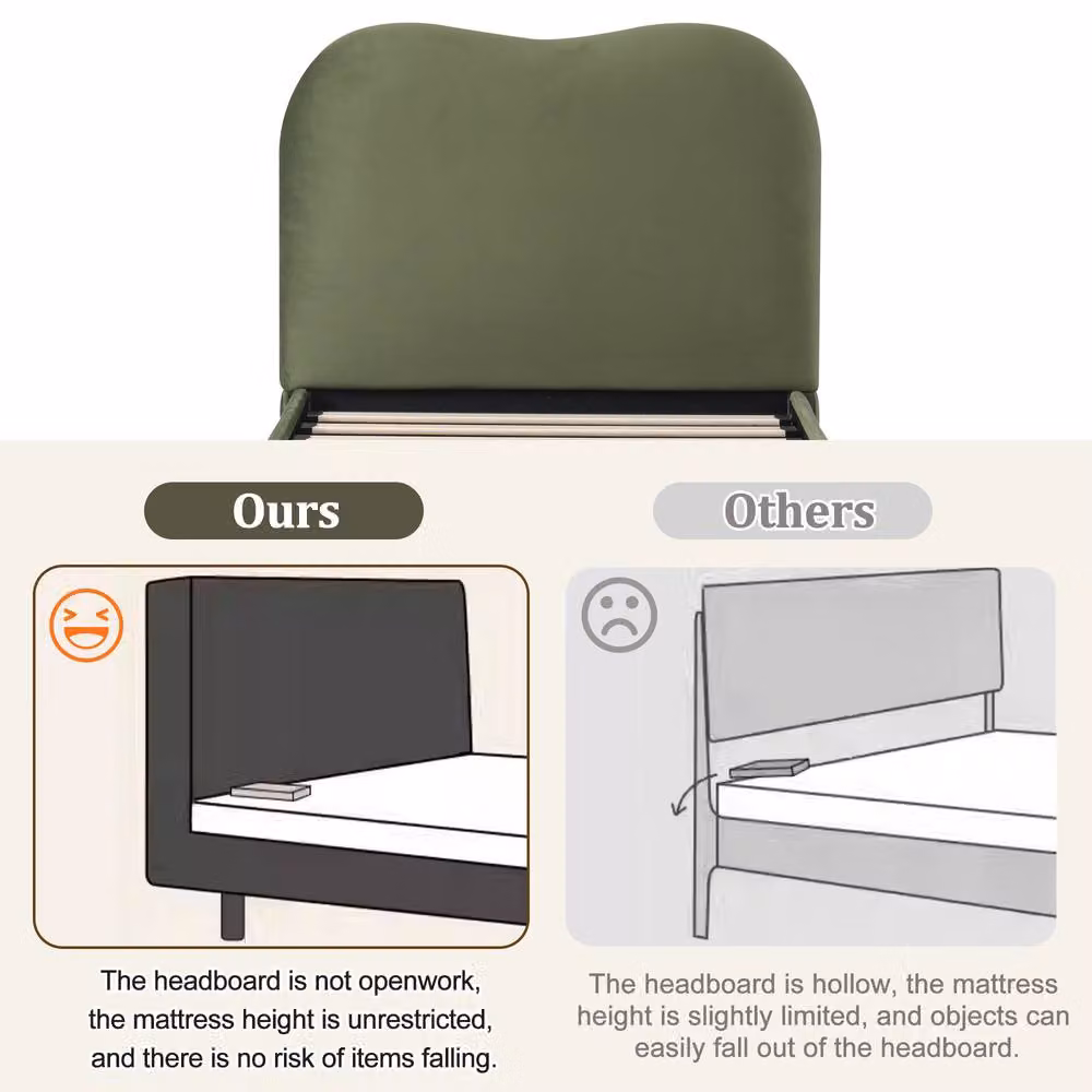 Merax Single Velvet Upholstered Ottoman Storage Bed, Green, W/D/H: 90 x 190 cm – 3