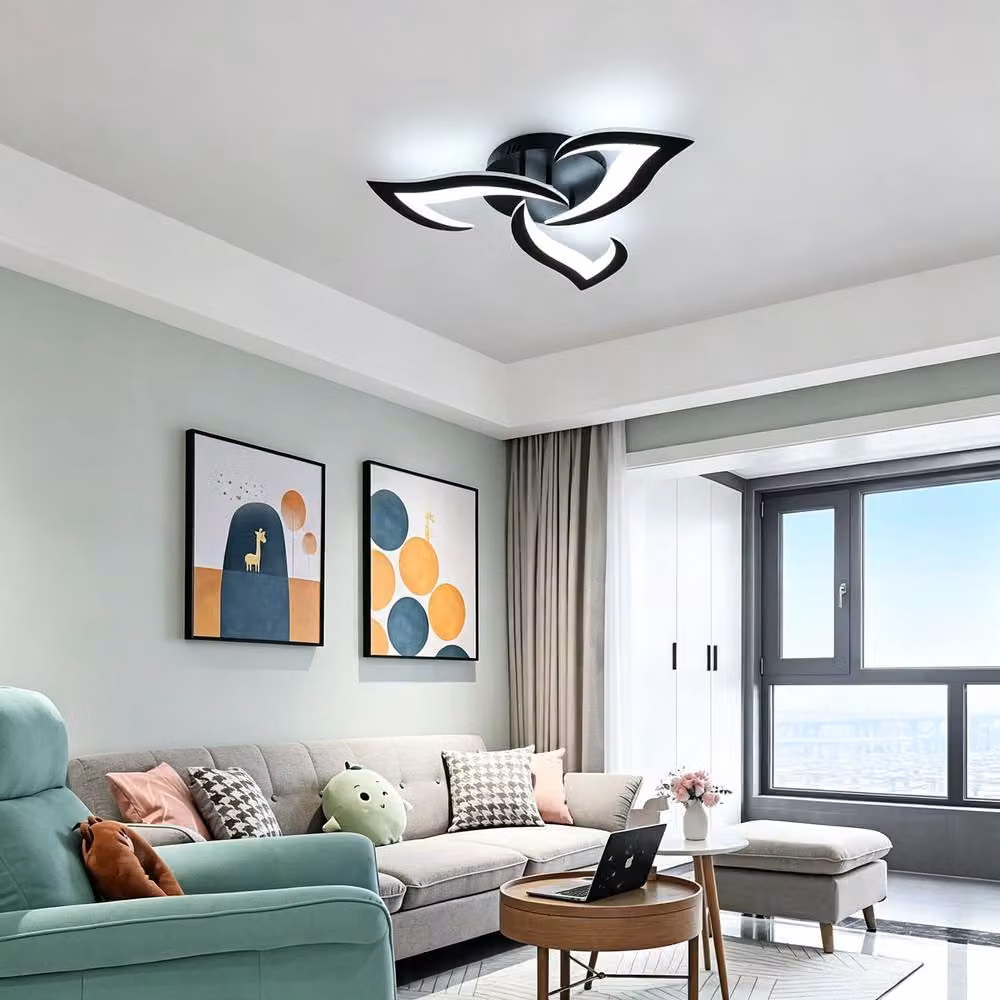 Goeco Modern LED Flower Ceiling Light, 36W, 6500K Cool White, Black – 2