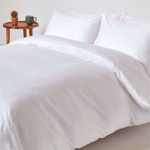 Homescapes Organic GOTS Combed Cotton Duvet Cover Set in White, 140 x 200 cm