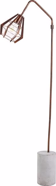 Teamson Home Modern Rustic Industrial Floor Lamp with Concrete and Brass Base in Grey