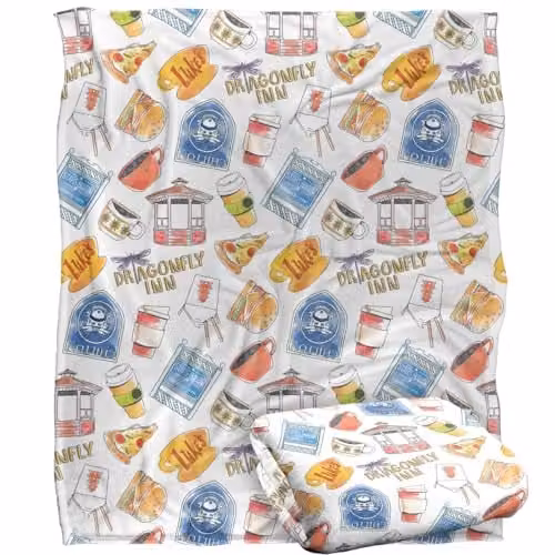 Warner Brothers Gilmore Girls Dragonfly Inn and Lukes Soft Fleece Throw Blanket, Multicolour, W: 152 cm, D: 127 cm