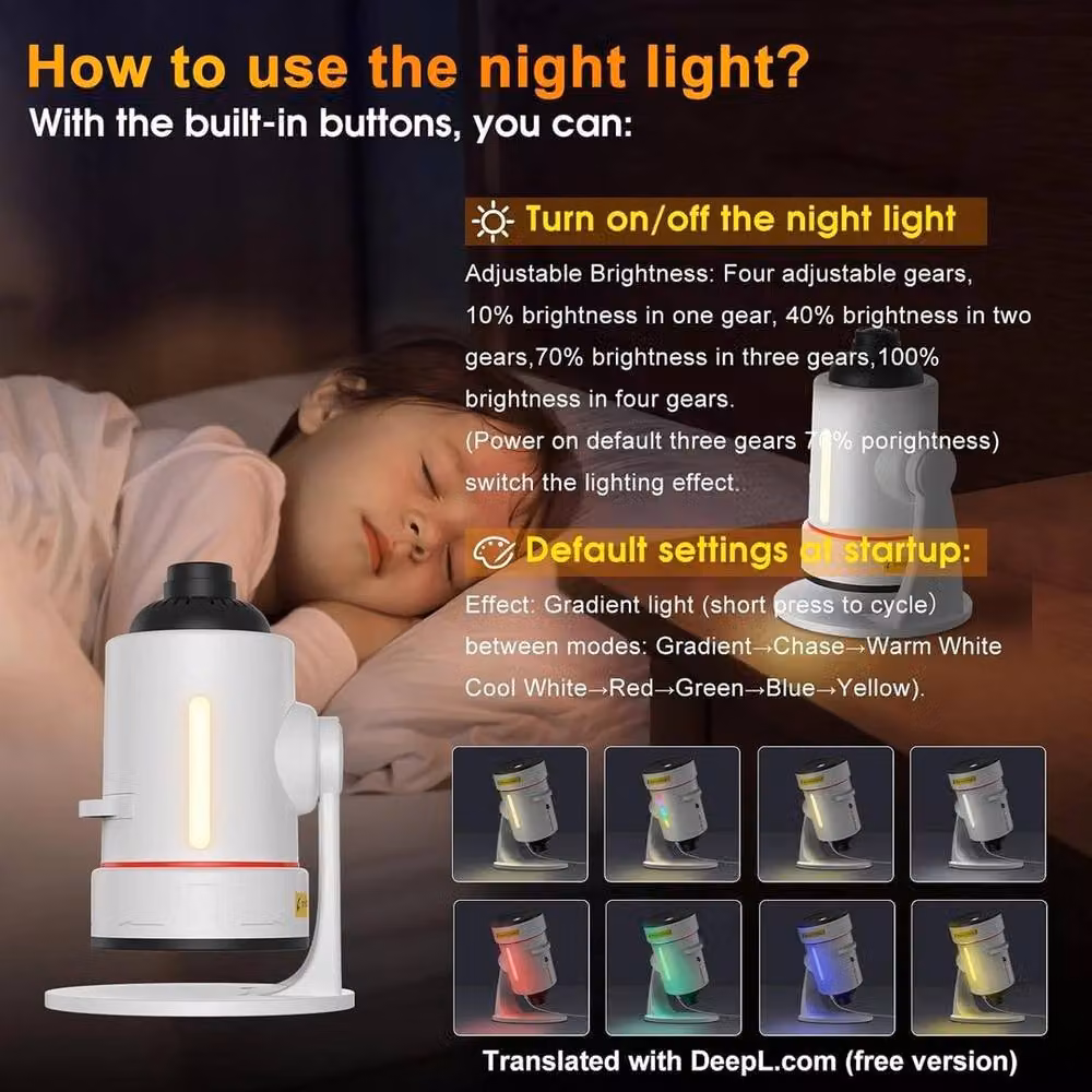 FLAVORA White 4K HD Realistic Star Planetarium USB Night Light – 4