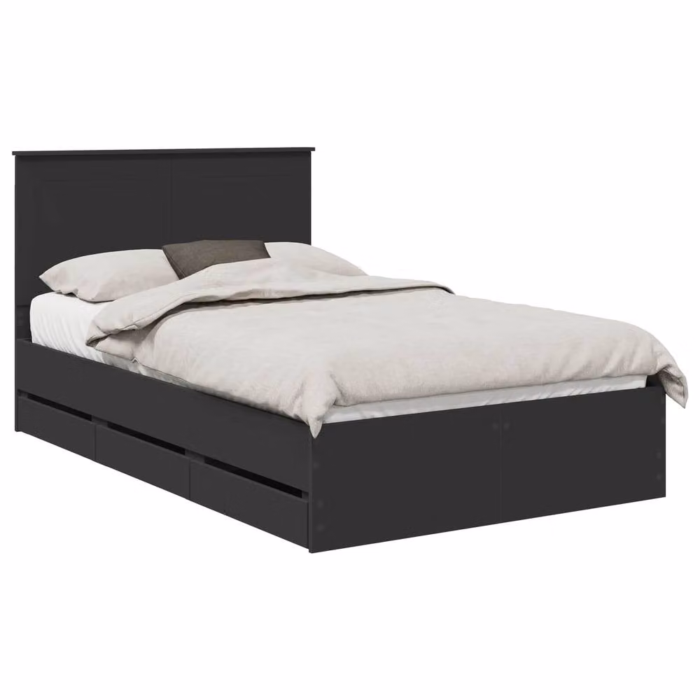 Berkfield Home Modern Bed Frame with Drawers in Black, W/D/H: 120 x 190 cm, Engineered Wood – 2