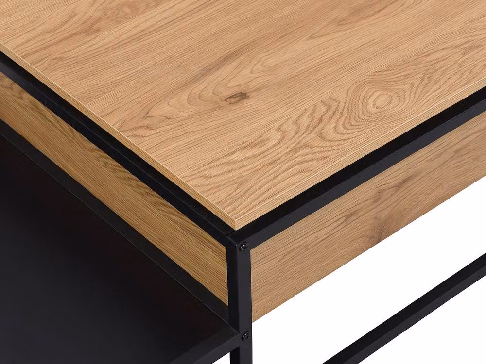 Vente-unique Modern Lift-Up Coffee Table in Natural and Black MDF and Metal, W/D/H: 60 x 40 x 38 cm – 4