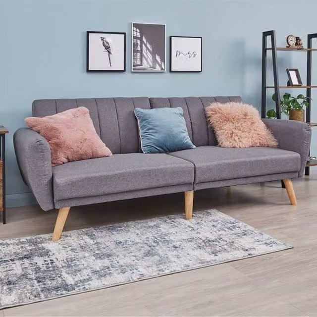 Furnituremaxi Modern 3 Seater Convertible Sofa Bed in Grey Fabric