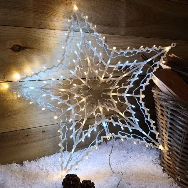 Samuel Alexander 50cm Animated Light Up Window Christmas Star with 100 White and Warm White LEDs in White – 1
