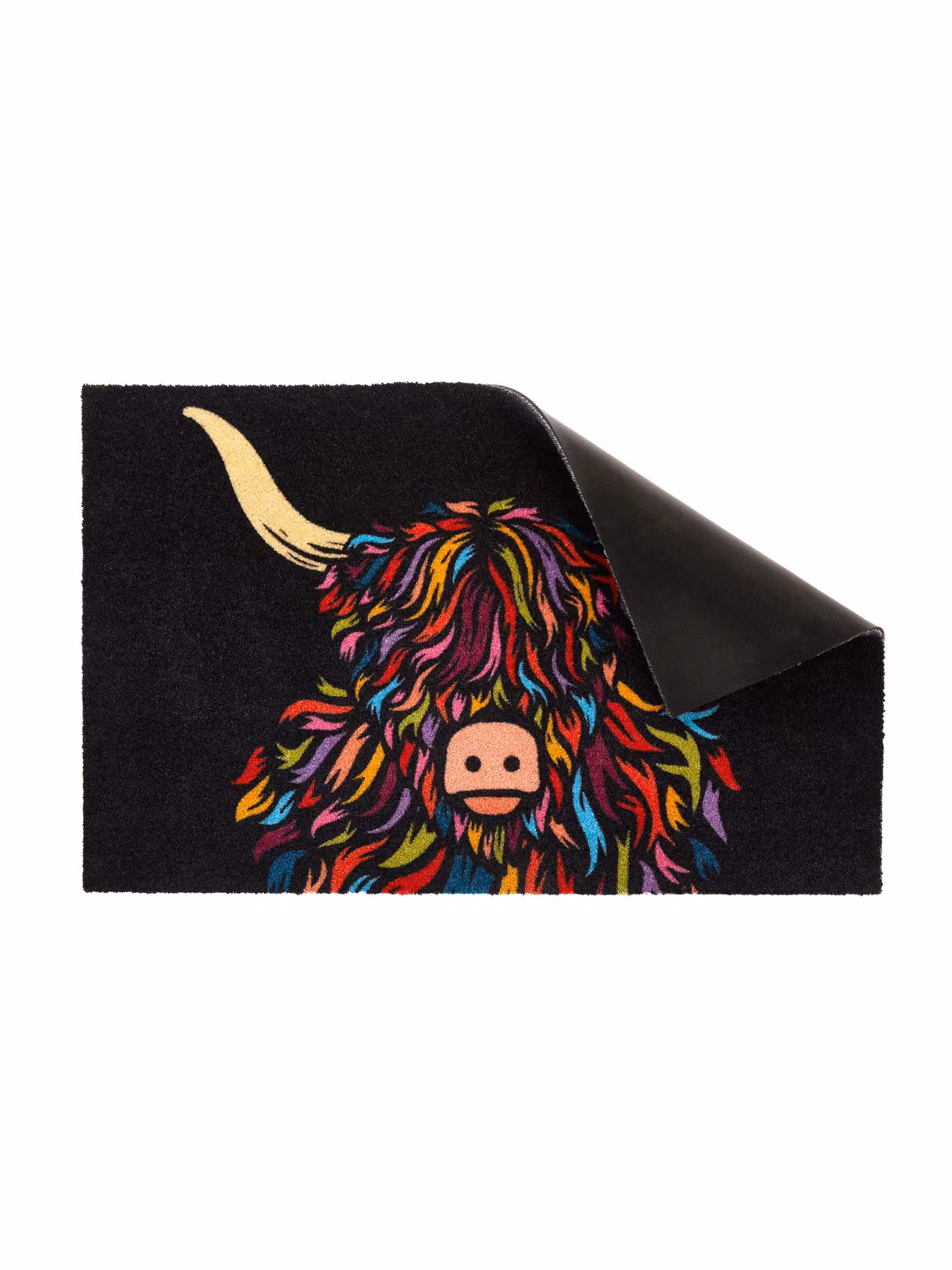 Artsy Mats Highland Cow Washable Non-Slip Indoor Doormat, Black, W: 80 cm, D: 50 cm – 3