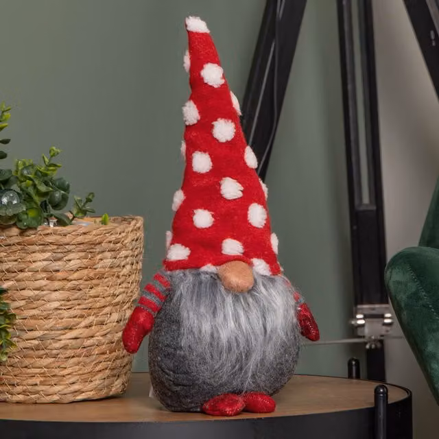 Festive Productions Red, Grey and White Dotted Christmas Bearded Gonk, Height: 32 cm – 2