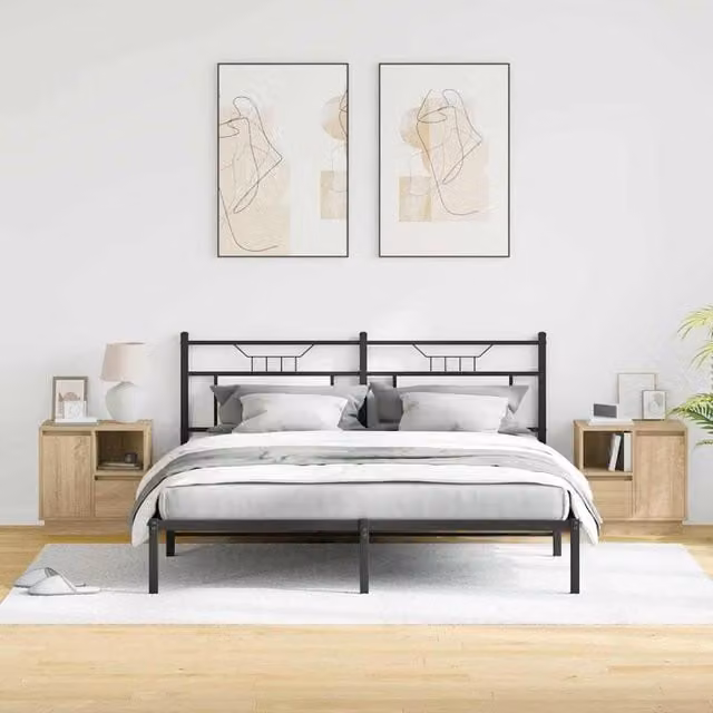 Berkfield Home Modern Bedside Cabinets with Integrated LED Lighting, Sonoma Oak in Beige, Set of 2, W/D/H: 50 x 34.5 x 50 cm – 1