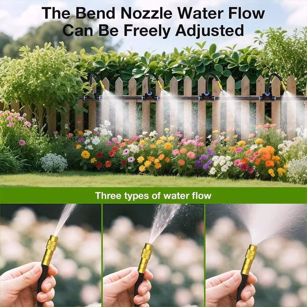 FLAVORA Adjustable Outdoor Drip Irrigation System Kit with Emitters and Tubing, Black and Multicolour, 100g – 3