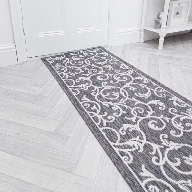 runrug Ivy Reversible Carpet Runner Rug in Grey, W: 60 cm, L: 150 cm – 1