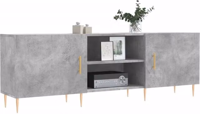 Berkfield Home Industrial TV Cabinet in Concrete Grey, W/D/H: 150 x 30 x 50 cm
