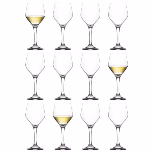 LAV Ella White Wine Glasses, 260ml, Pack of 12, Transparent