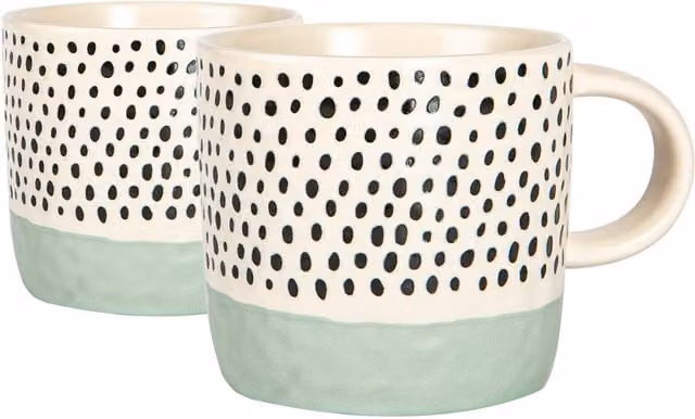 Nicola Spring Dotted Stoneware Coffee Mug, Blue, 385ml