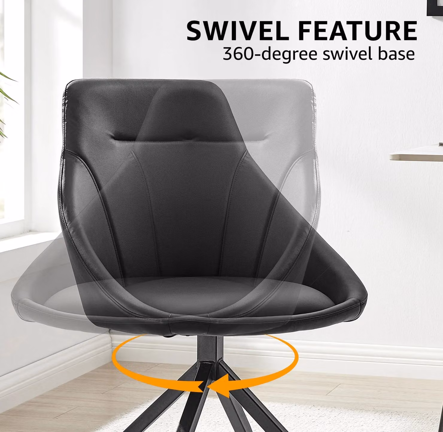Bravich LTD Lisbon Modern Faux Leather Swivel Office Task Chair in Black – 4