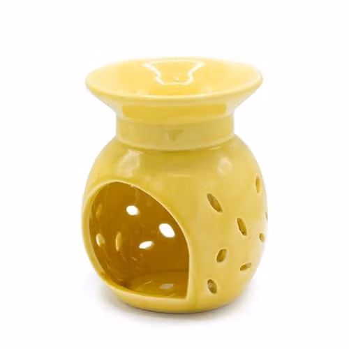 Ancient Wisdom KDMD Floral Ceramic Oil Burner in Orange and Yellow