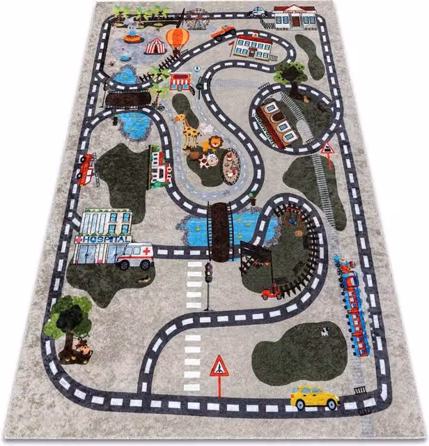 RugsX Junior Kids Motif Rug in Beige and Multicolour, W: 140 cm, D: 190 cm – 1