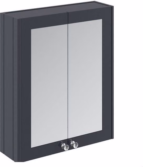 Balterley Wall Mounted Bathroom Cabinet with Mirror and Soft-Close Doors, Dark Grey, W: 71.5 cm, H: 60.0 cm, D: 18.2 cm