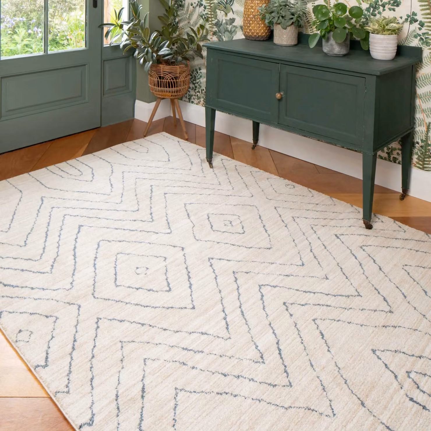 Kukoon Moroccan Berber Stripe Super Soft Rug in Beige and Blue, W: 160 cm, D: 230 cm – 2