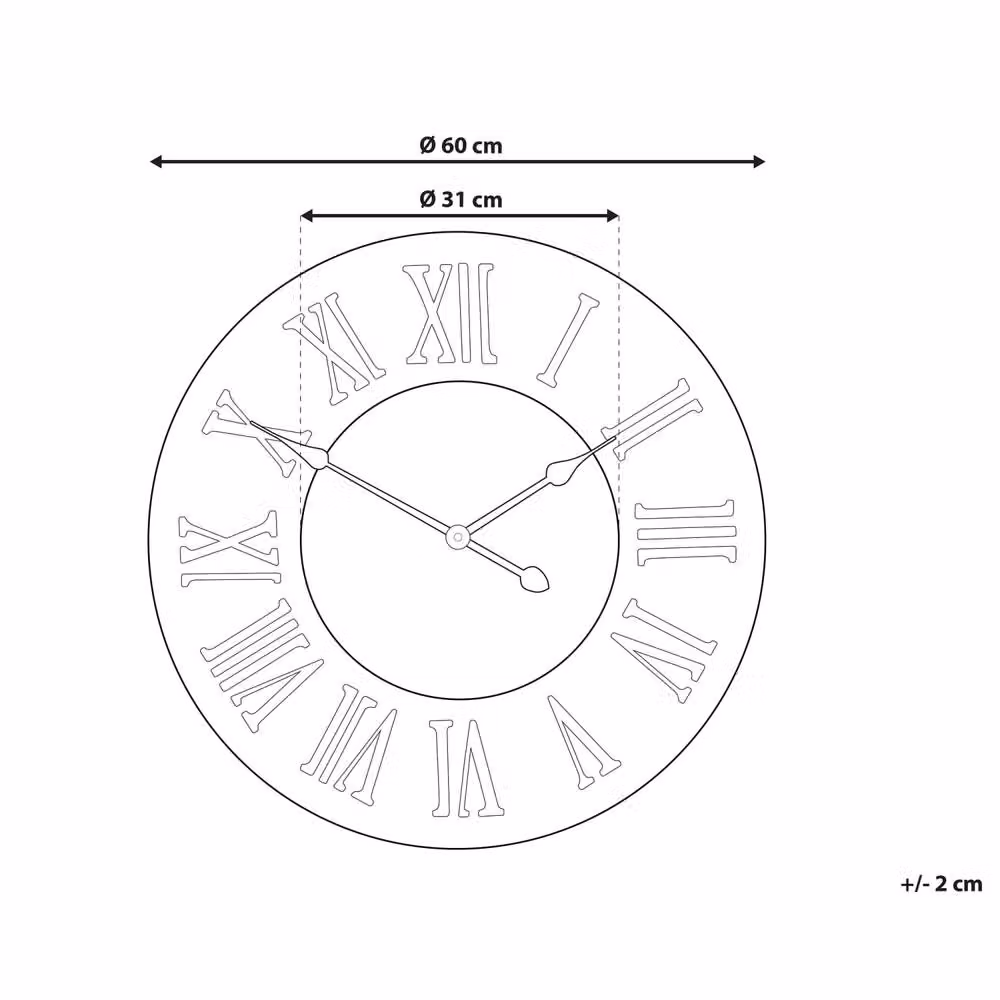 Wyld and Coco Round Geometric Wood Wall Clock in Brown, Black and White, Diameter: 60 cm – 3