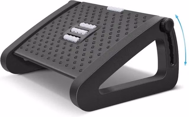 NESTLUNE Adjustable Ergonomic Office Foot Rest Under Desk in Black, W: 100 cm, D: 15 cm, H: 19 cm – 1
