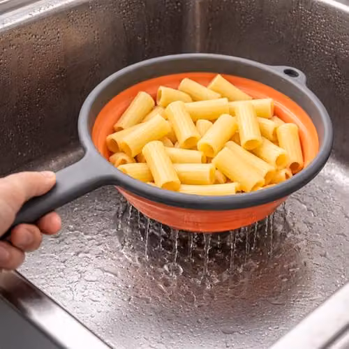 Libbi Lou Collapsible Silicone Kitchen Colander Set in Assorted Green and Orange, 23cm – 2